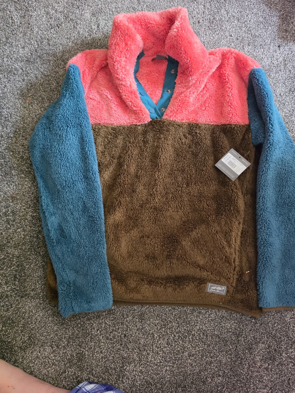 Eddie Bauer Color Pink Fleece Jacket Brown & Blue Medium NWT
